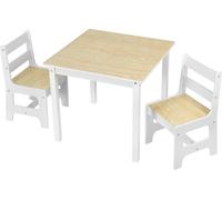 Bukkitbow - Ensemble table et chaises pour enfants - Multifonctionnel - Panneaux MDF - Table avec 2 chaises - 60x60x55cm - Blanc