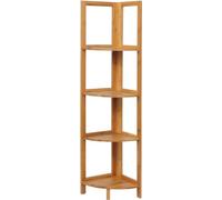 BukkitBow - Étagère d'angle / Étagère murale - Panier en bambou - 4 niveaux de rangement - utilisation polyvalente - robuste et stable - 27x27x120cm