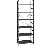 Bukkitbow - Étagères en bois à 6 niveaux - Bibliothèque Garage Remise Étagère de rangement - 27,5x60x180cm - Noir avec chêne clair