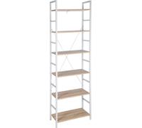 Bukkitbow - Étagères en bois à 6 niveaux - Étagère à livres Garage Remise Étagère de rangement - 27,5x60x180cm - Blanc avec chêne clair