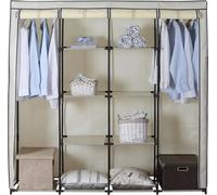 Bukkitbow - grande armoire avec housse anti-poussière - tissu non tissé et tube d'acier - gris avec crème - 174x46x169cm -gris
