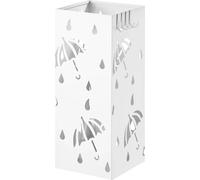 Bukkitbow - Porte-parapluie en métal - inoxydable et durable - avec un design de parapluie et de goutte de pluie - multifonctionnel - Blanc