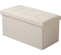 Bukkitbow - Pouf / Coffre de rangement avec grand espace de stockage - facile à monter - construction robuste - décoratif - 76x38x38cm - Crème (lin)