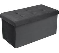 Bukkitbow - Pouf / Coffre de rangement avec grand espace de stockage - facile à monter - construction robuste - décoratif - 76x38x38cm - Gris (velours)