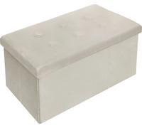 Bukkitbow - Pouf / Coffre de rangement avec grand espace de stockage - facile à monter - construction robuste - décoratif - 76x38x38cm - Crème (velours)