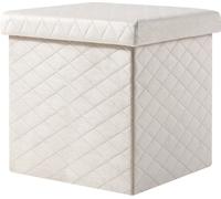 Bukkitbow - Pouf de rangement avec couvercle - capacité 40L - design moderne - pliable - assise souple - 38x38x38cm - Crème