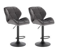 Bukkitbow - Set luxueux de tabourets de bar en velours ou en cuir - avec dossier et petits accoudoirs - pivotant et avec repose-pieds - gris foncé (velours)