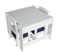 BukkitBow - Table et chaises pour enfants - Ensemble de meubles pour enfants avec plateau de table réversible - paniers de rangement inclus - planche double face - 60x60x48cm