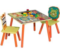 Bukkitbow - Table et chaises pour enfants / Set de meubles pour enfants avec motifs d'animaux - idéal pour les jeux et les activités créatives - Table : 60x60x44cm