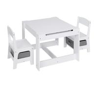 BukkitBow - Table pour enfants 3 en 1 / Ensemble de tables pour enfants - avec tableau d'école réversible et espace de rangement intégré - design sûr - 63x63x51cm