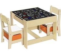Bukkitbow - Tableau pour enfants avec chaises - Ensemble de meubles pour enfants - design durable et sûr, paniers de rangement inclus - Table : 60x60x48cm