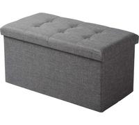 Bukkitbow - Tabouret / Banc de rangement grande capacité - design pliable - surface confortable - multifonctionnel - 76x38x38 cm-Lin gris clair