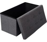 Bukkitbow - Tabouret / Banc de rangement grande capacité - design pliable - surface confortable - multifonctionnel - 76x38x38 cm- Toile grise