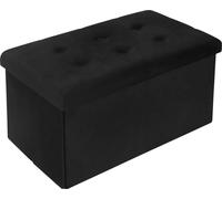Bukkitbow - Tabouret / Banc de rangement grande capacité - design pliable - surface confortable - multifonctionnel - 76x38x38 cm- velours noir