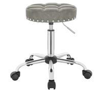 BukkitBow - Tabouret de bar en cuir de luxe - Tabouret de bar pivotant réglable avec assise de 35x35 cm - Gris