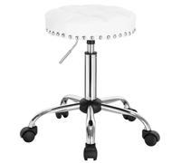 BukkitBow - Tabouret de bar en cuir de luxe - Tabouret de bar pivotant réglable avec assise de 35x35 cm - Blanc