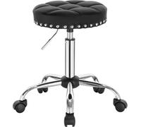 BukkitBow - Tabouret de bar en cuir de luxe - Tabouret de bar pivotant réglable avec assise de 35x35 cm - noir