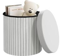 Bukkitbow - tabouret de rangement rond compact - tabouret / coffre de siège avec couvercle - tabouret pliable - repose-pieds avec espace de rangement- 38x38x36 cm-petit gris clair
