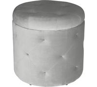 BukkitBow - Tabouret / pouf avec revêtement en velours - tabouret confortable - grand espace de rangement - pratique et élégant - 39,5x40 cm - Gris clair