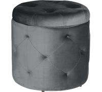 BukkitBow - Tabouret / pouf recouvert de velours - tabouret confortable - grand espace de rangement - pratique et élégant - 39,5x40 cm - Gris foncé
