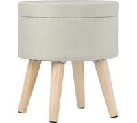 Bukkitbow - Tabouret / Repose-pieds en lin ou en velours - solide et durable - siège confortable - 32 cm d'assise-crème