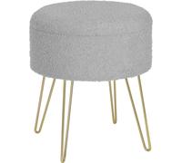 BukkitBow - Tabouret / tabouret rond avec espace de rangement - siège en peluche polaire - espace de rangement caché - forte capacité de charge - 39x44 cm - Gris clair