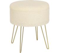 BukkitBow - Tabouret / tabouret rond avec espace de rangement - siège en peluche polaire - espace de rangement caché - forte capacité de charge - 39x44 cm - Beige