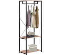 Bukkitbow - Tringle à vêtements / penderie - acier et bois - y compris 2 étagères - max. 20 kg pour la tringle à vêtements - 60x40x167 cm- noir