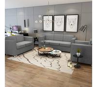 BUKSCYJS Canapés de jardin, canapés convertibles, meubles de jardin, 3 pièces, en tissu gris clair, pour arrière-cours, terrasses, piscines, balcons, vérandas ou jardins