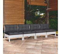 BUKSCYJS Canapés de jardin, canapés convertibles, meubles de jardin, 4 places, avec coussin anthracite, en pin massif, pour arrière-cours, terrasses, piscines, balcons, vérandas ou jardins