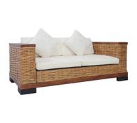 BUKSCYJS Canapés de jardin, canapés convertibles, meubles de jardin, canapé 2 places avec coussins marron naturel en rotin pour arrière-cours, terrasses, piscines, balcons, vérandas ou jardins