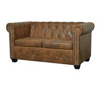 BUKSCYJS Canapés de jardin, canapés convertibles, meubles de jardin, canapé Chesterfield, 2 places, en cuir synthétique, marron, pour arrière-cours, terrasses, piscines, balcons, vérandas ou jardins