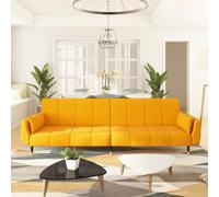 BUKSCYJS Canapés de jardin, canapés convertibles, meubles de jardin, canapé-lit, 2 places avec 2 coussins, en velours, jaune pour arrière-cour, terrasses, piscines, balcons, vérandas ou jardins