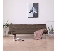 BUKSCYJS Canapés de jardin, canapés-lits, meubles de jardin, canapé-lit avec 2 coussins en cuir synthétique, extensible, marron, pour arrière-cours, terrasses, piscines, balcons, vérandas ou jardins