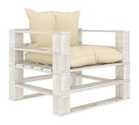 BUKSCYJS Canapés de jardin, canapés lits, meubles de jardin, en palettes, avec coussins en bois crème, pour arrière-cours, terrasses, piscines, balcons, vérandas ou jardins
