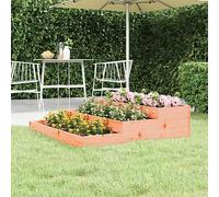 BUKSCYJS Jardinière en Bois de Douglas Massif 107x107x27 cm, Bac de Culture sur Pied avec Cadre Robuste pour Plantes et Fleurs, Conception à 3 Niveaux pour Racines Courtes, Moyennes