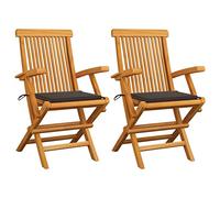 BUKSCYJS Lot de 2 tables de jardin extensibles avec coussins taupes - En bois massif teck - Convient pour salon, chambre à coucher, invités, balcons, terrasses