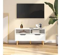 BUKSCYJS Meuble bas mural, meuble TV, tablette TV, blanc brillant, 90 x 40 x 48,5 cm, convient pour salles de réception, salon, chambre à coucher, salle de bains, bureau