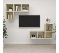 BUKSCYJS Meuble de salon moderne, meuble bas TV mural 4 pièces. Bois de chêne Sonoma adapté pour les salles de réception, le salon, la chambre à coucher, la salle de bains, le bureau