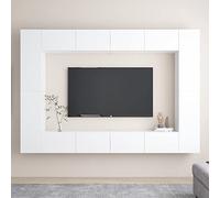 BUKSCYJS Petite table basse Console 8 pièces Ensemble meuble TV blanc Matériau bois Convient pour le salon, la chambre à coucher, le bureau, la salle de réception, le bureau, le couloir