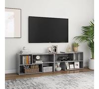BUKSCYJS Table TV, meuble TV, meuble bas, gris béton, 149 x 30 x 52 cm, convient pour les salles de réception, le salon, la chambre à coucher, la salle de bains, le bureau