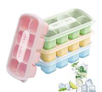 Bukuhlio 4 Pièces bacs à glaçons en silicone avec couvercle,Moule à Glaçons en Silicone sans BPA,Empilable Glaçons Plaque Carré Ice Cube Tray pour Nourriture Bébé, Whisky, Boissons