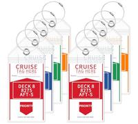 Bukuhlio Lot de 8 étiquettes de bagage pour croisière - 19 x 9 cm - En PVC robuste et imperméable - Transparent - Avec 8 bandes métalliques vissables