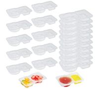 Bukuhlio Reusable on the Go Snack Containers, Contenants Plastique avec 2 compartiments, Petits récipients à condiments Boîte à condiments à compartiments Double Compartment Condiment Container