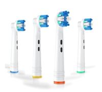 BUKURII Lot de 4 têtes de brosse à dents de rechange compatibles avec les brosses à dents électriques Oral B, tête ronde pour Vitality, pour série Pro, recharges pour Braun type 3756 3765 4729 DB4010