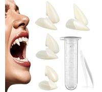 BUKYCAT 4 Paires Dent de Vampire Halloween, Crocs de Vampire Kit, 4 Tailles Costume de Dents de Vampire, Vampire Faux Dentiers pour Accessoires de Fête de Cosplay Faveurs de Crocs de Fête d’Halloween