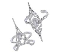 BULAIDAI Anneaux de pointe d ' ongles en os élégants, taille réglable moderne, ornement à Joint ouvert, alliage fait à la main, accessoire de mode, 2 pièces