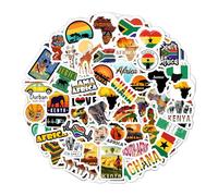 BulbaCraft Autocollants Afrique pour bouteille d'eau et ordinateur portable - Fournitures et décorations de fête africaines, décalcomanies en vinyle imperméable, autocollants Kenya, Nigeria, Ghana