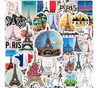 BulbaCraft Autocollants Tour Eiffel pour bouteille d'eau et ordinateur portable - Fournitures de fête et décorations de fête en vinyle imperméable, autocollants de Paris et de voyage, cadeaux pour