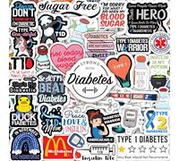 BulbaCraft Lot de 100 autocollants amusants en vinyle imperméable pour bouteille d'eau et ordinateur portable - Cadeaux pour diabétiques, mois de sensibilisation au diabète, cadeaux pour homme et